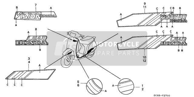 Honda NH80MS 1994 marchio/Banda per un 1994 Honda NH80MS